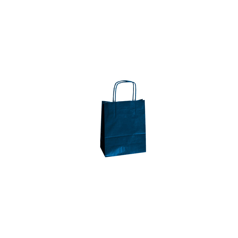 25 SHOPPERS CARTA KRAFT 26x11x34,5cm TWISTED blu