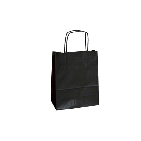 25 SHOPPERS CARTA KRAFT 26x11x34,5cm TWISTED NERO