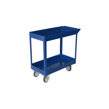 CARRELLO C/RUOTE IN ACCIAIO VERNICIATO BLU 2 RIPIANI 84X41cm H 82cm