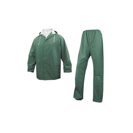 COMPLETO IMPERMEABILE EN304 Tg. XL verde (giacca+pantalone)