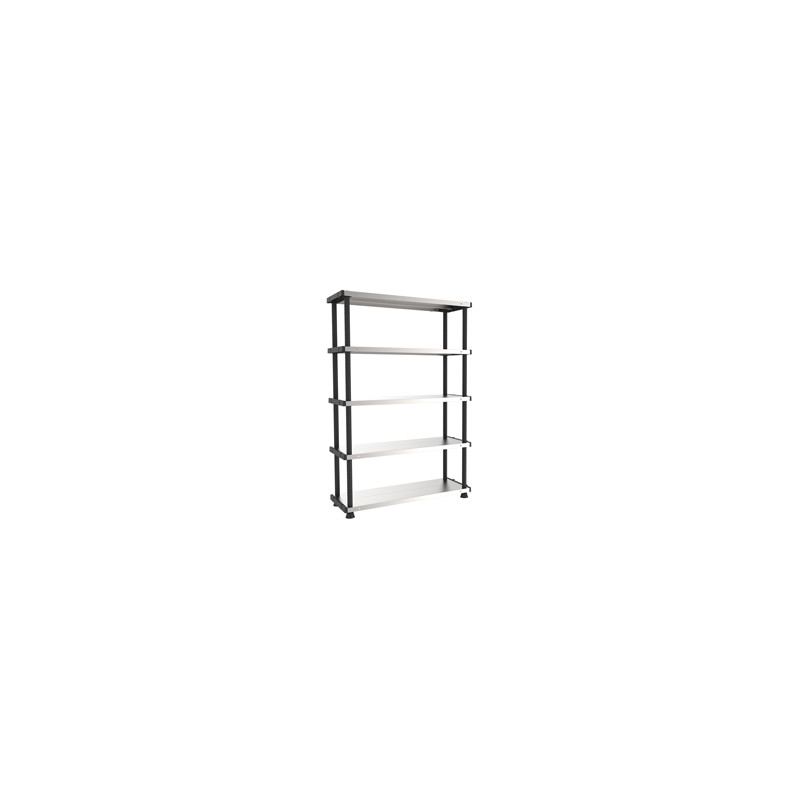 SCAFFALE PPL 5 RIPIANI METALLO 119x45x185cm GRIGIO/NERO TERRY