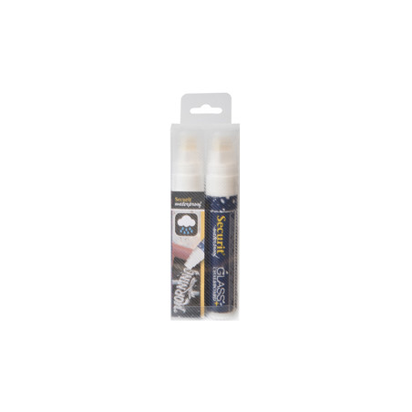 BLISTER 2 MARCATORI A GESSO LIQUIDO Waterproof BIANCO 7-15mm Securit