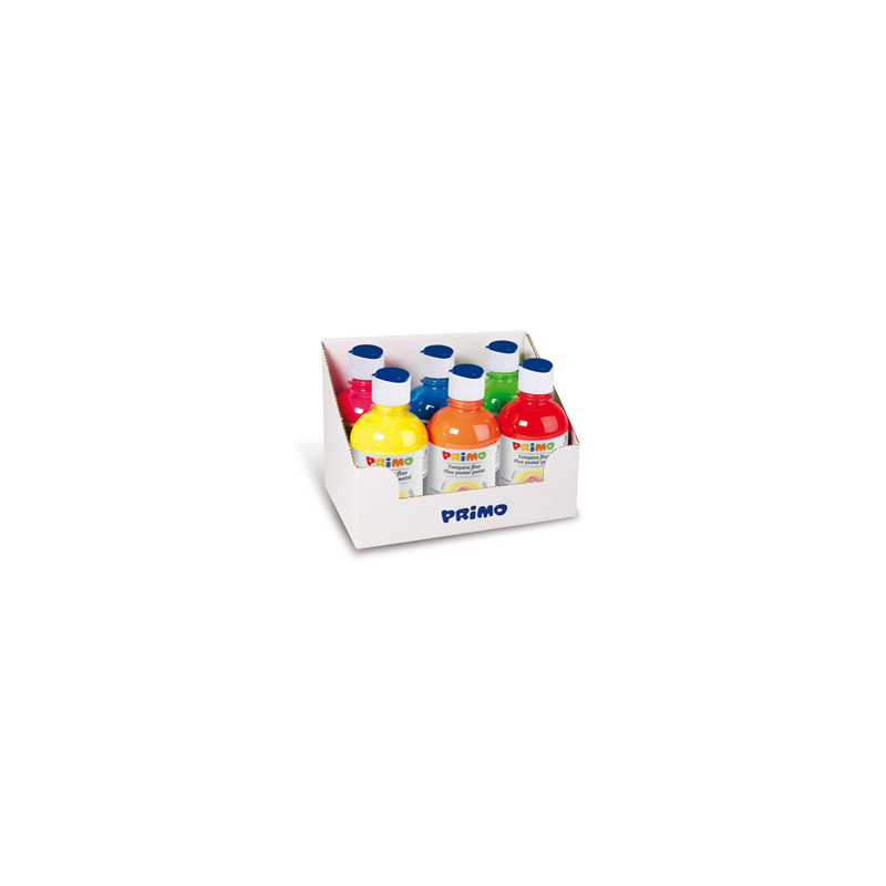 Box 6 tempera fluo 300ml colori assortiti PRIMO