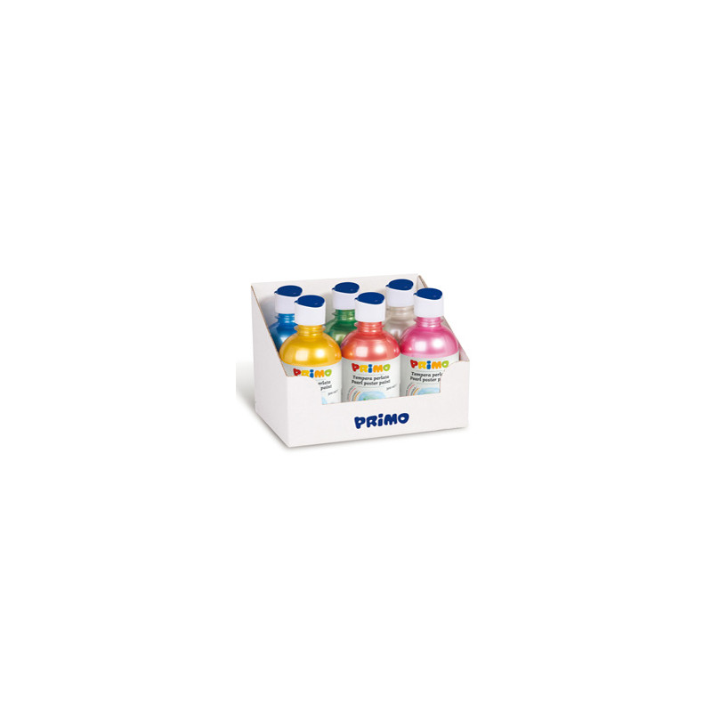 Box 6 tempera colori perlati 300ml colori assortiti PRIMO