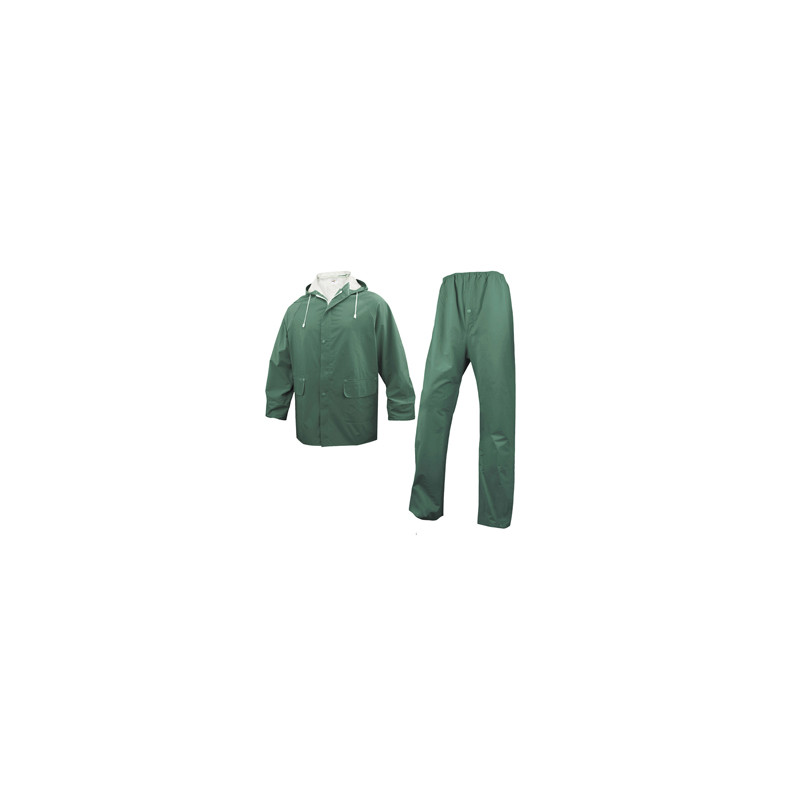 COMPLETO IMPERMEABILE EN304 Tg. M verde (giacca+pantalone)