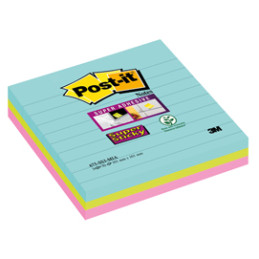 ** END ** ** END ** end* BLOC. 70foglietti Post-it® Super Sticky 101x101mm righe 675-SS3-MIA COL. MIAMI