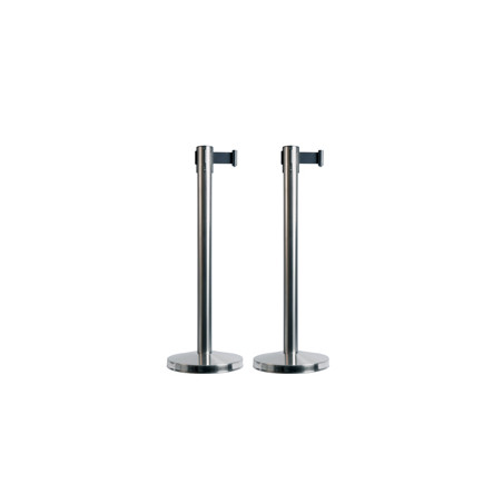 Set 2 COLONNINE SEGNAPERCORSO con nastro NERO 210cm Budget Retractable Securit