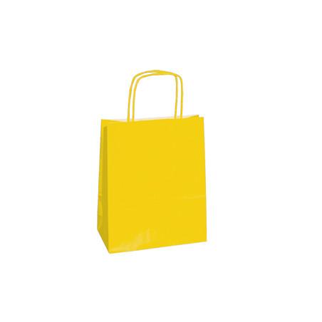 25 shoppers carta kraft 14x9x20cm twisted giallo