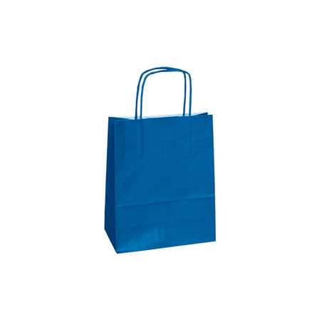 25 shoppers carta kraft 14x9x20cm twisted blu