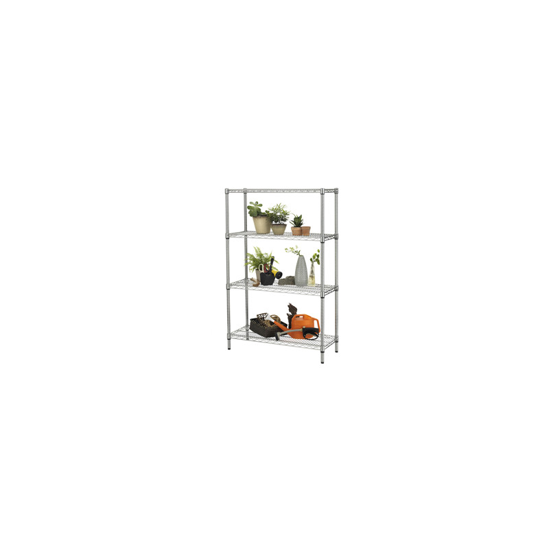 Scaffale 4 ripiani acciaio cromato 36x90cm - H137cm kit Archimede Outdoor