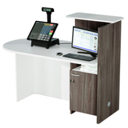 Postazione Reception Concept SX L143 x P83 x H117cm bianco/frass.tosc.