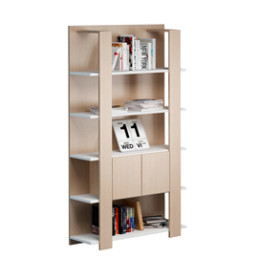 Libreria alta a 5 ripiani 100X38,6cm H198cm BIANCO/ROVERE - Concept