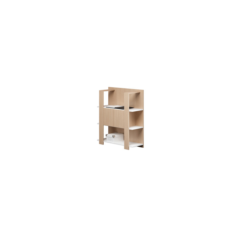 Libreria bassa a 3 ripiani 100X38,6cm H124cm BIANCO/ROVERE - Concept