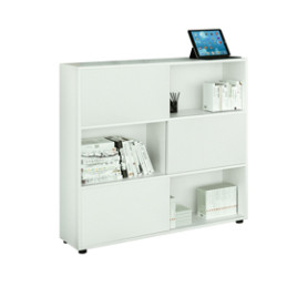 Libreria bassa a 3 ripiani ante scorr. 120X35cm H116cm BIANCO/BIANCO - Tetris