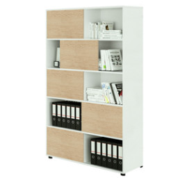 Libreria alta a 5 ripiani ante scorr. 120X35cm H191cm BIANCO/ROVERE - Tetris