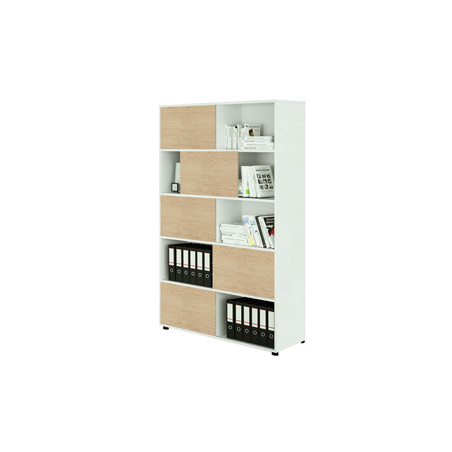 Libreria alta a 5 ripiani ante scorr. 120X35cm H191cm BIANCO/ROVERE - Tetris