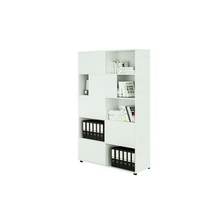 Libreria alta a 5 ripiani ante scorr. 120X35cm H191cm BIANCO/BIANCO - Tetris