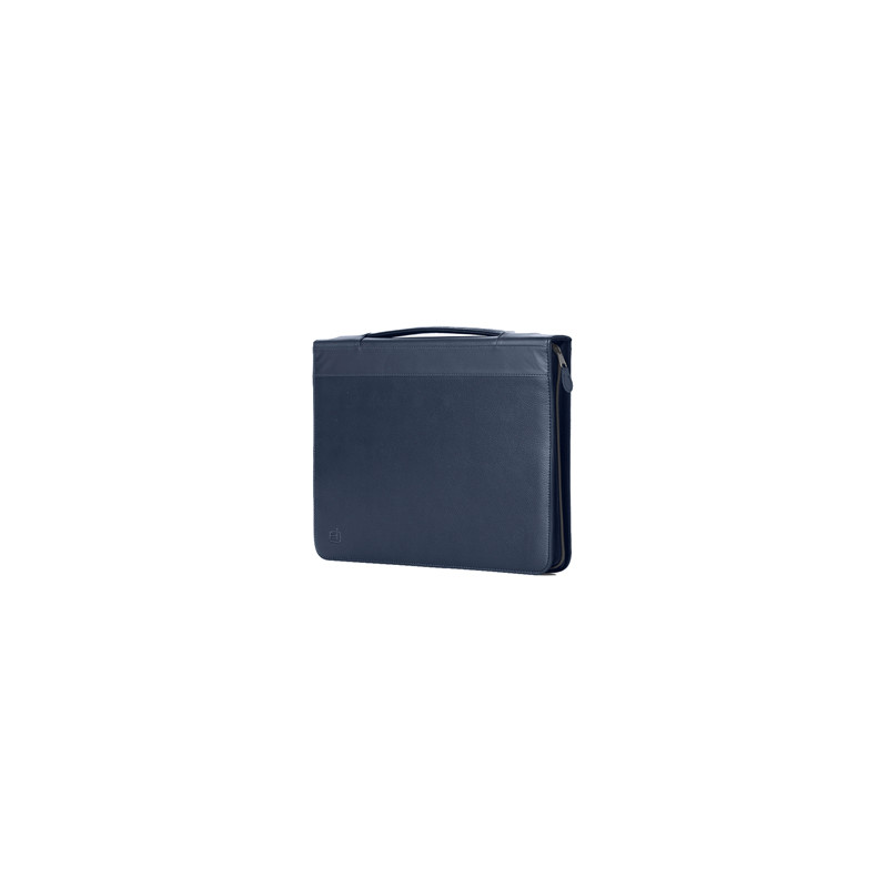 Portablocco Office con manico in ecopelle c/zip dim. 28x36cm blu INTEMPO