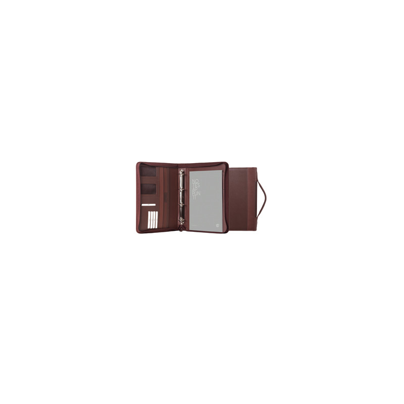 Portablocco Office con manico in ecopelle c/zip dim. 28x36cm marrone INTEMPO