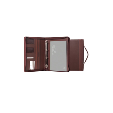 Portablocco Office con manico in ecopelle c/zip dim. 28x36cm marrone INTEMPO