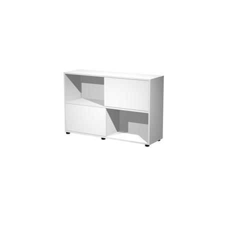 Libreria bassa a 2 ripiani ante scorr. 120X35cm H79cm BIANCO/BIANCO - Tetris