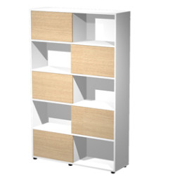 Libreria alta a 5 ripiani ante scorr. 120X35cm H191cm ROVERE/BIANCO - Tetris