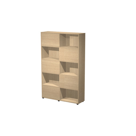 Libreria alta a 5 ripiani ante scorr. 120X35cm H191cm ROVERE/ROVERE - Tetris