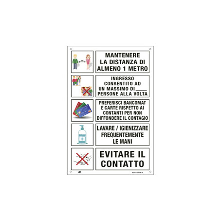 ** END ** ** END ** end* Cartello alluminio 33,3x47cm con disposizioni comportamentali generali