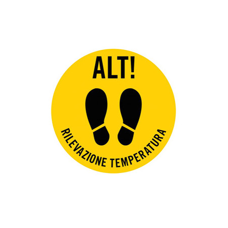 ** END ** ** END ** end* Bollo adesivo da terra Ø50cm "ALT RILEVAZIONE TEMPERATURA"