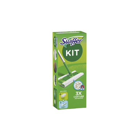 Swiffer Dry - STARTER KIT COMPLETO con 8 PANNI e 3 PANNI WET