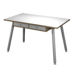 Postazione Home-Office con sottopiano 120x60xH74,4cm gambe metal Bianco/Rovere