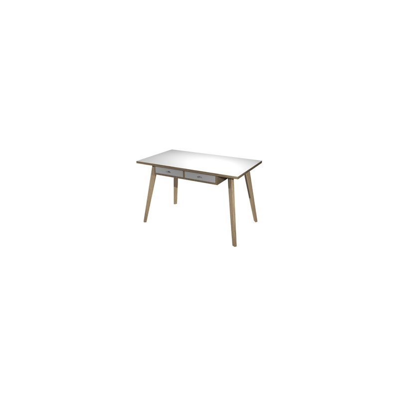 Postazione Home-Office con sottopiano 120x60xH74,4cm gambe legno Bianco/Rovere