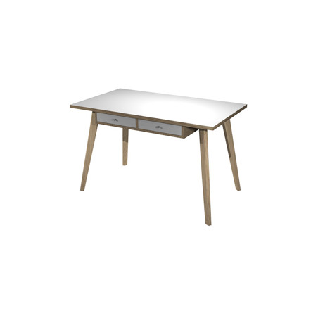 Postazione Home-Office con sottopiano 120x60xH74,4cm gambe legno Bianco/Rovere