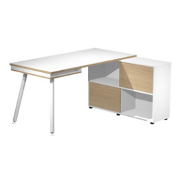 Workstation Midi 130x120xH81,5cm gambe in metallo Bianco/Rovere