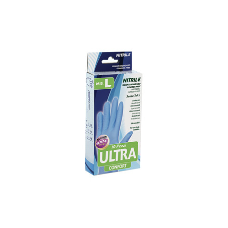 ** END ** ** END ** end* Confezione da 10 guanti monouso in nitrile Tg. L blu