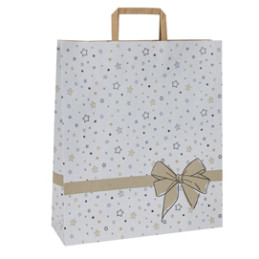 25 shoppers carta c/maniglie piattina 26x11x34,5cm stars bianco