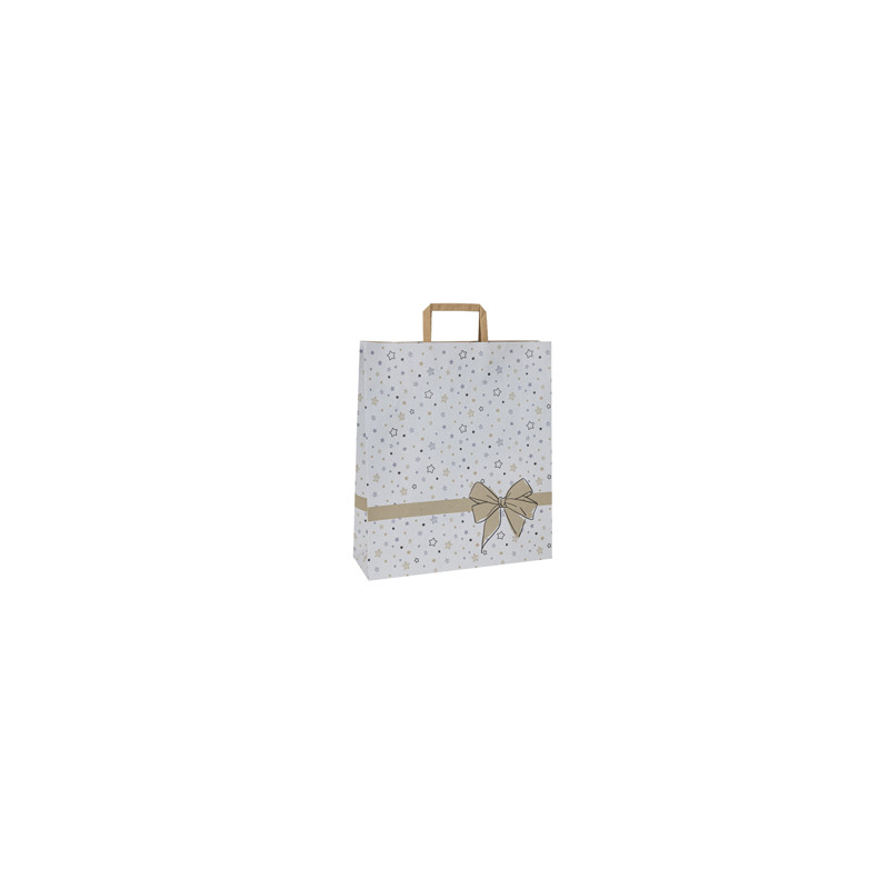 25 shoppers carta c/maniglie piattina 26x11x34,5cm stars bianco