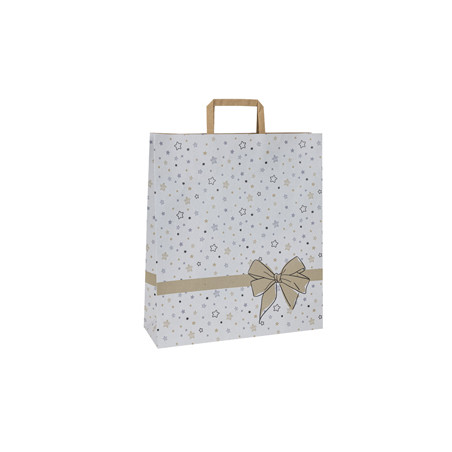 25 shoppers carta c/maniglie piattina 26x11x34,5cm stars bianco