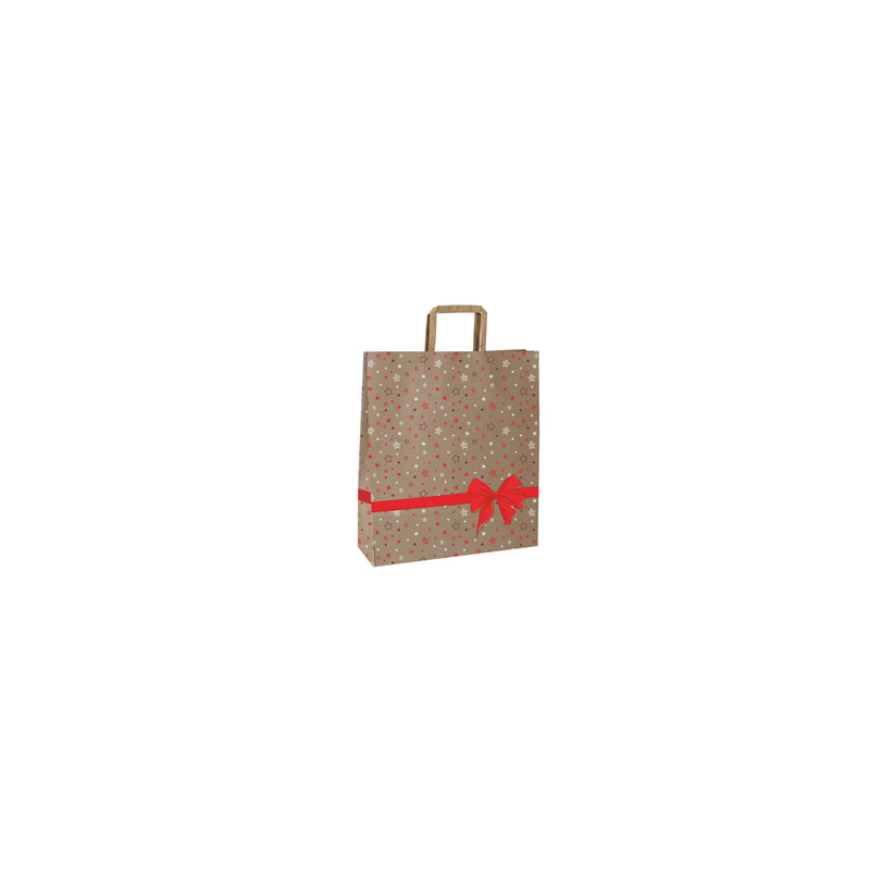 25 shoppers carta c/maniglie piattina 22x10x29cm stars rosso