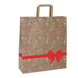 25 shoppers carta c/maniglie piattina 26x11x34,5cm stars rosso