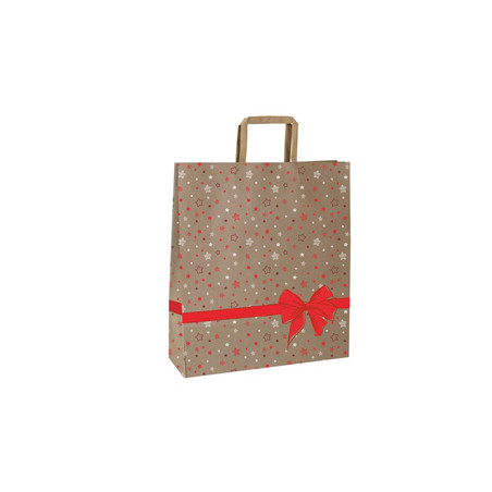 25 shoppers carta c/maniglie piattina 26x11x34,5cm stars rosso