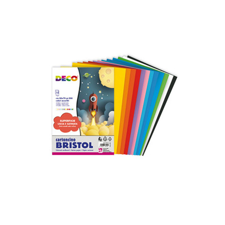 Busta di carta Bristol 15 fg colori 50x70cm colori assortiti DECO