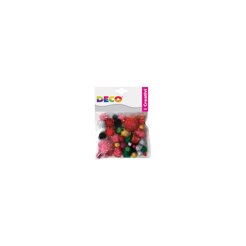 Busta 40 pompons Lame' colori assortiti DECO