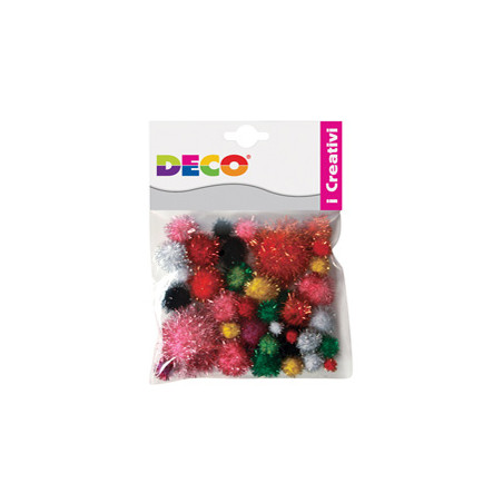 Busta 40 pompons Lame' colori assortiti DECO