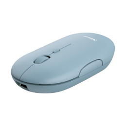 Mouse ultrasottile wireless ricaricabile Puck azzurro Trust