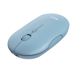 Mouse ultrasottile wireless ricaricabile Puck azzurro Trust