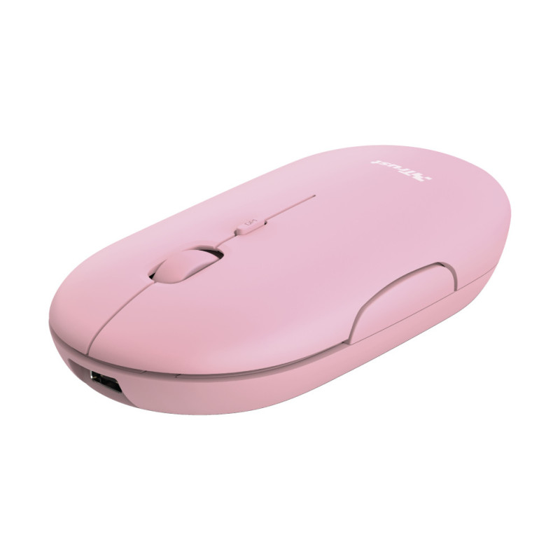 Mouse ultrasottile wireless ricaricabile Puck rosa Trust