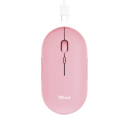 Mouse ultrasottile wireless ricaricabile Puck rosa Trust