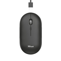 Mouse ultrasottile wireless ricaricabile Puck nero Trust