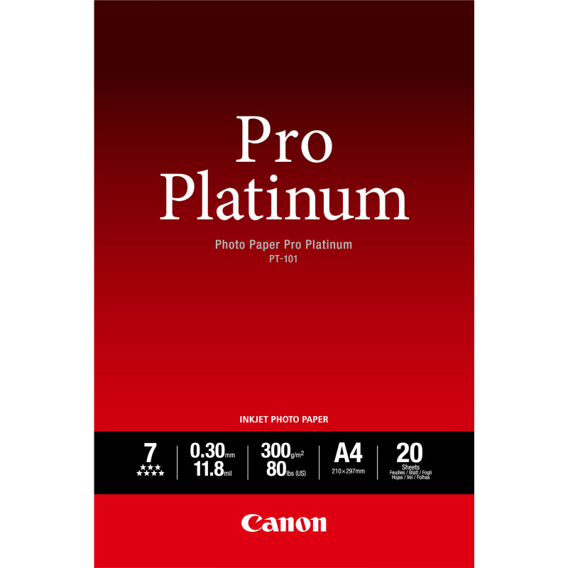 CANON CARTA FOTOGRAFICA PT-101 PRO PLATINUM 300g m2 A4 20FOGLI